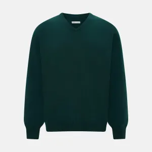 Forest Green Cashmere V-neck Jumper