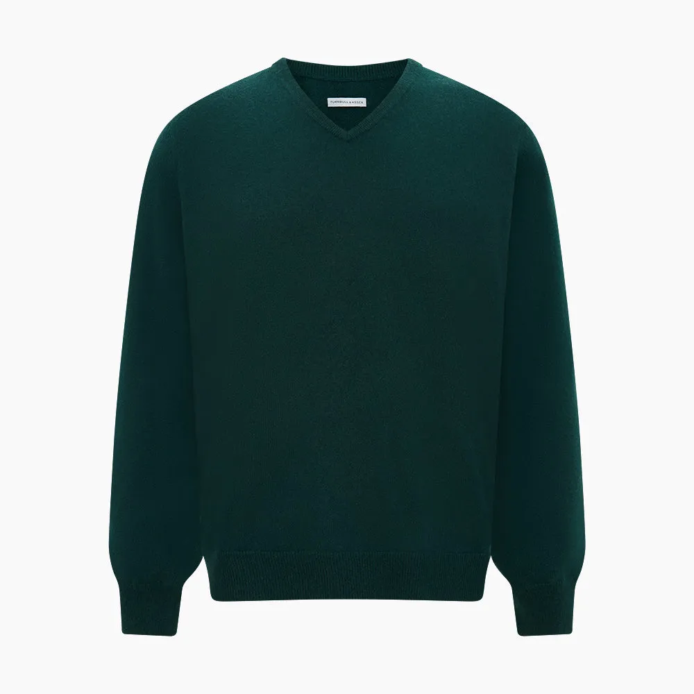 Forest Green Cashmere V-neck Jumper