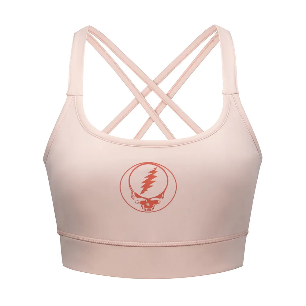 Grateful Dead | Sports Bra | Long Line Stealie on Pink