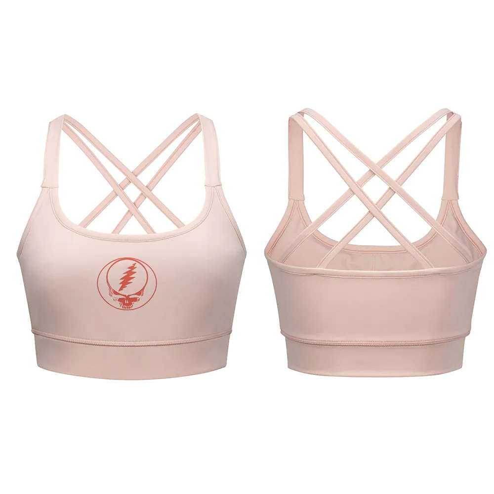 Grateful Dead | Sports Bra | Long Line Stealie on Pink