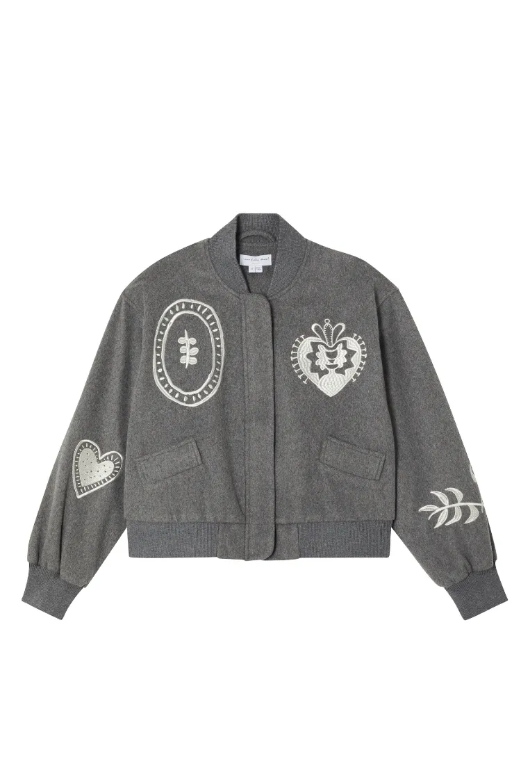 Grey Midnight Romance Bomber