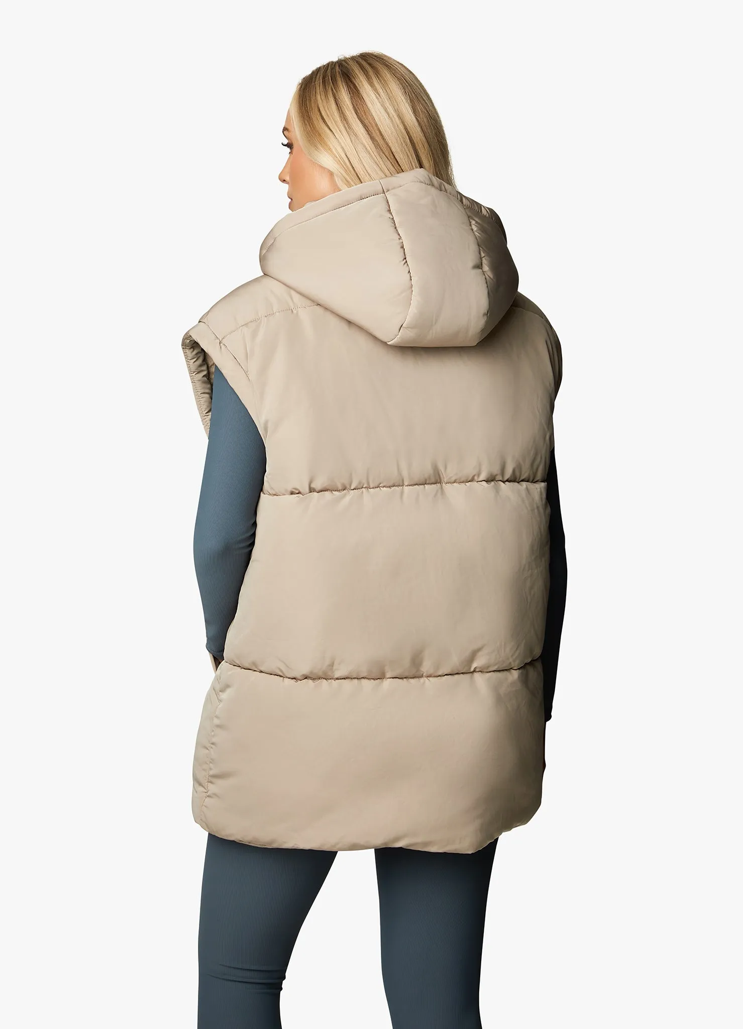 Gym King Align Oversized Gilet - Latte