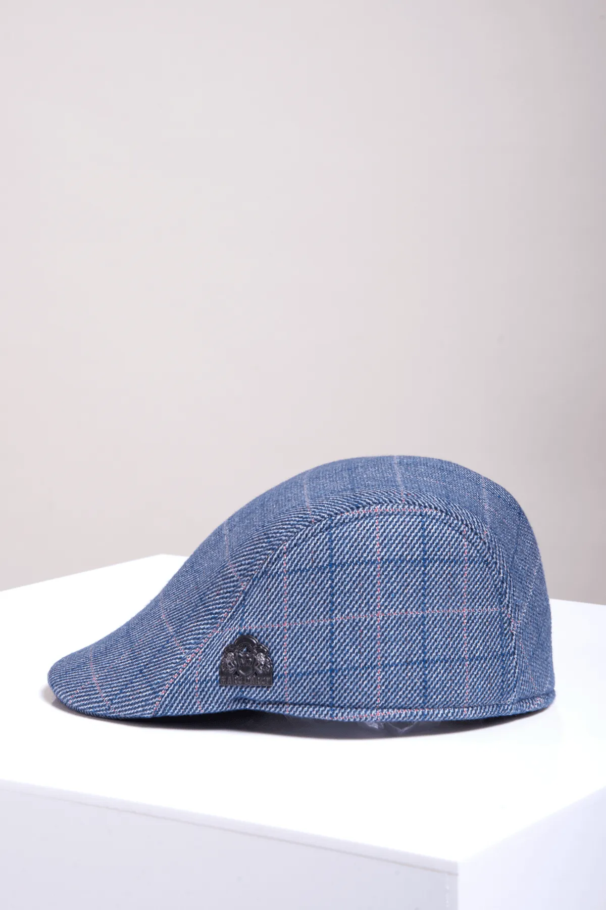 HARRY - Blue Tweed Check Flat Cap