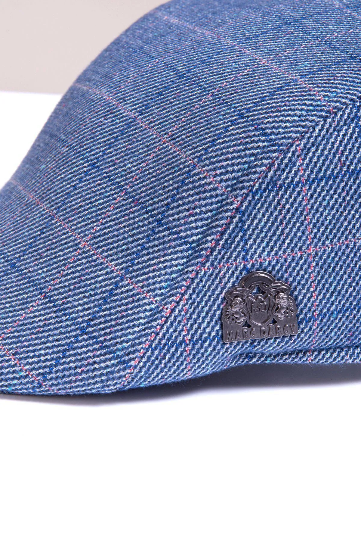 HARRY - Blue Tweed Check Flat Cap