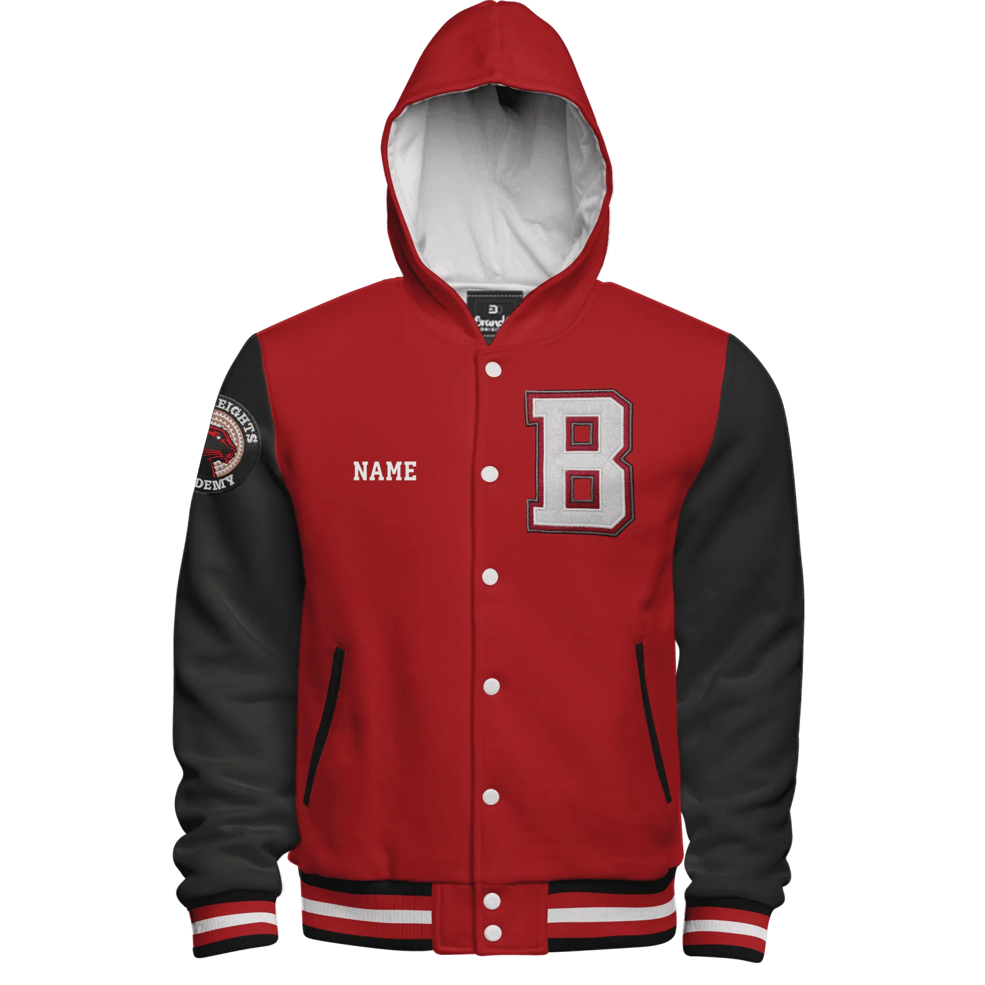 Hooded Cotton Fleece Varsity Jacket With No Lining