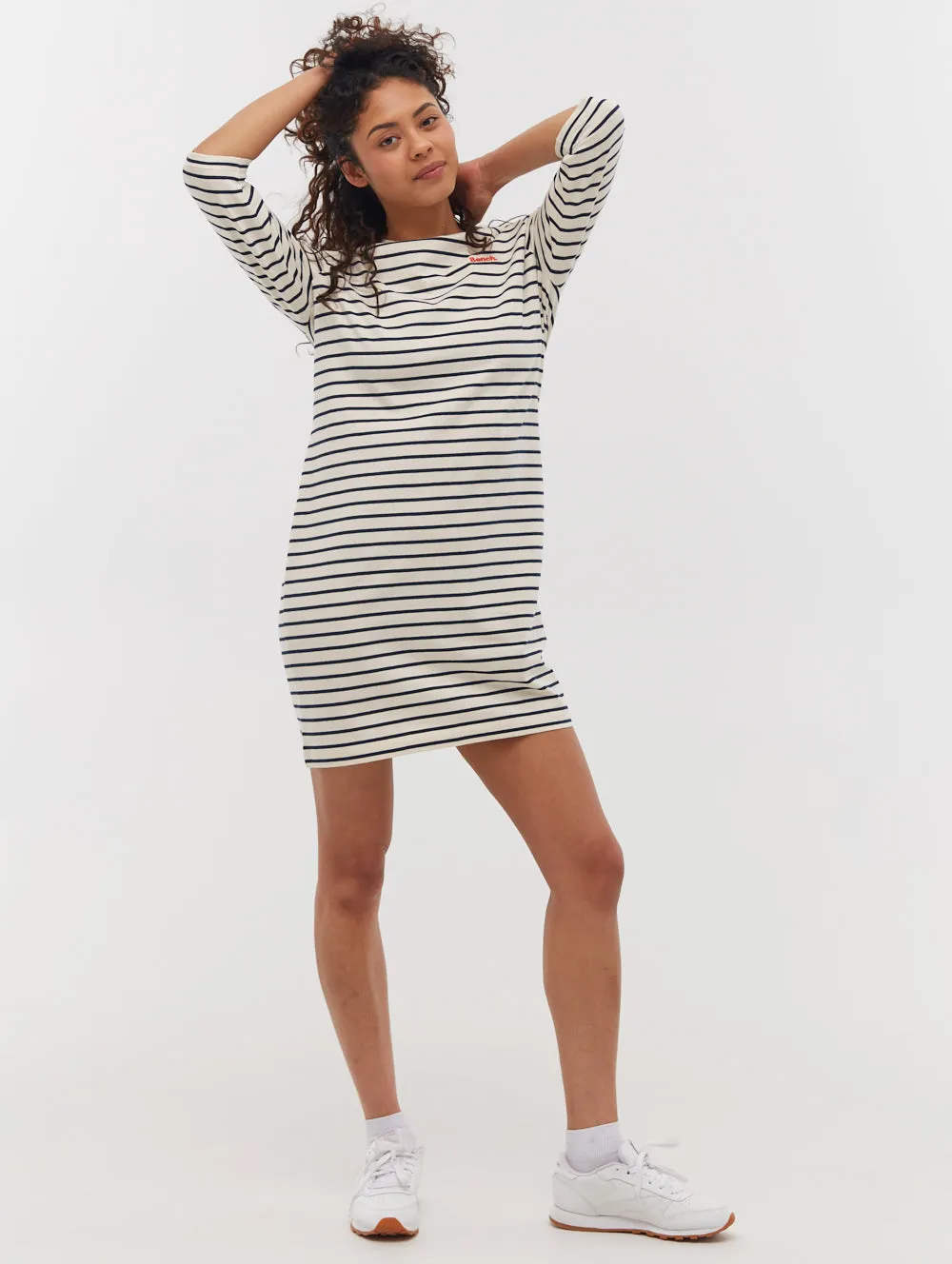 Mab Striped 3/4 Sleeve Dress