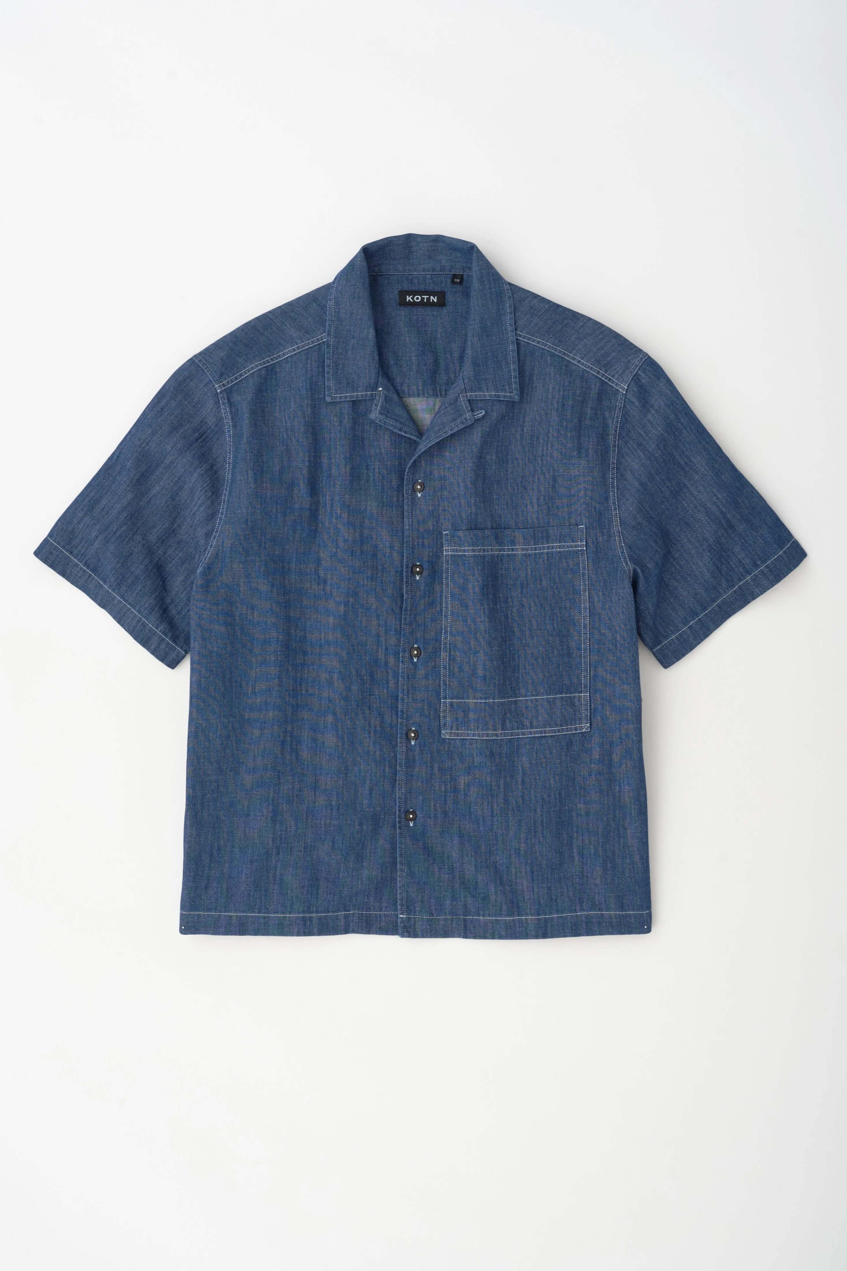 Men’s Chambray Camp Shirt in Raw/Rinse