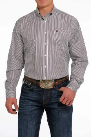 MEN'S CINCH STRIPE BUTTON-DOWN WESTERN SHIRT - WHITE / PURPLE