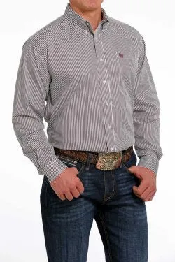 MEN'S CINCH STRIPE BUTTON-DOWN WESTERN SHIRT - WHITE / PURPLE