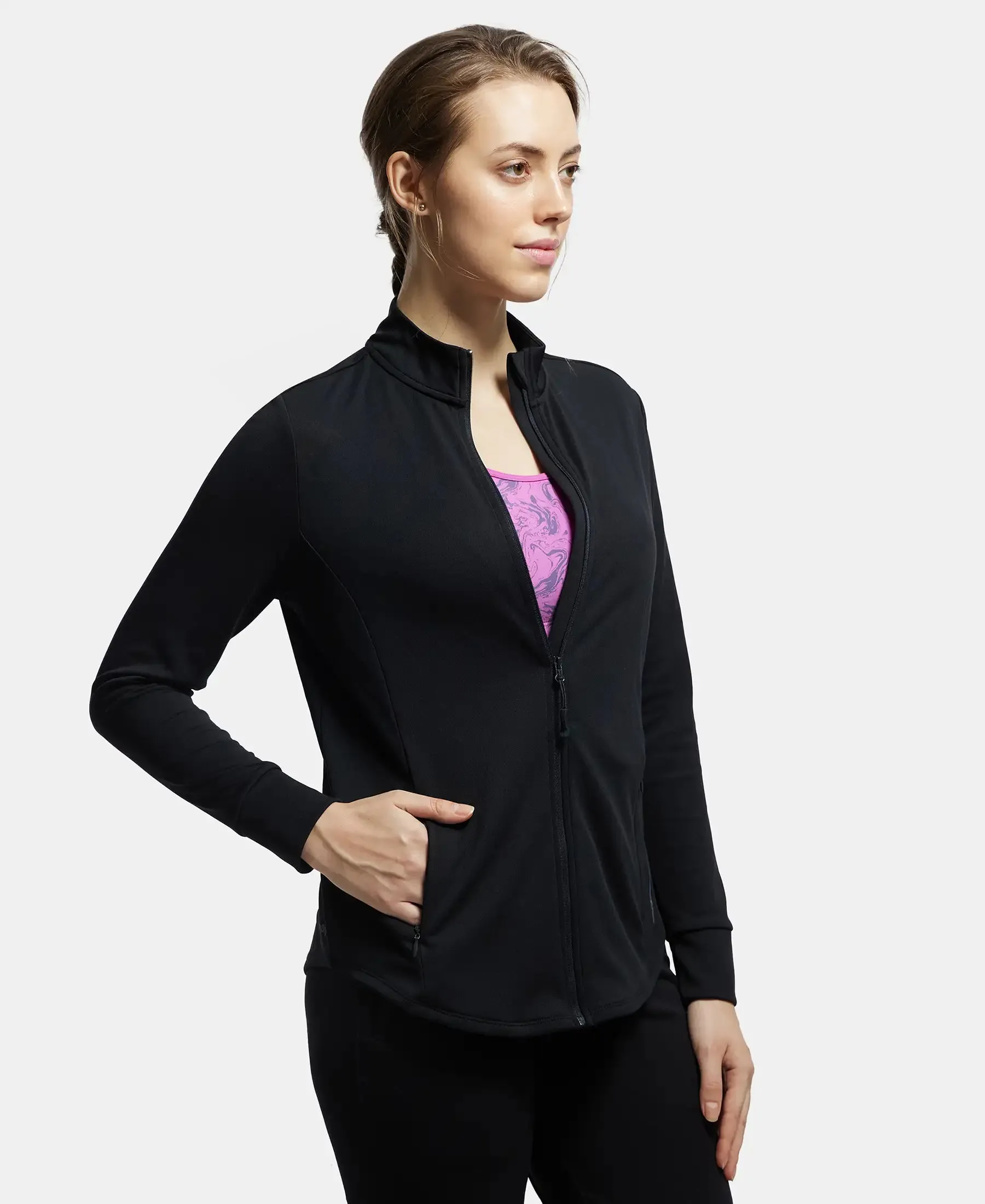 Microfiber Relaxed fit Jacket with Curved Back Hem and StayDry Treatment - Black