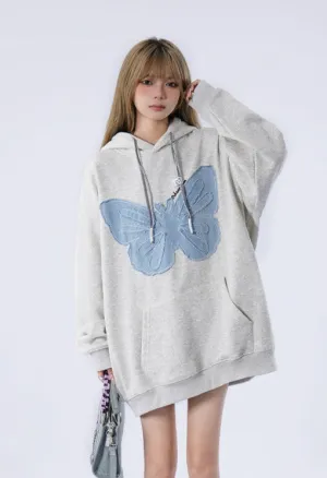 Oversized Butterfly Patchwork Hoodie