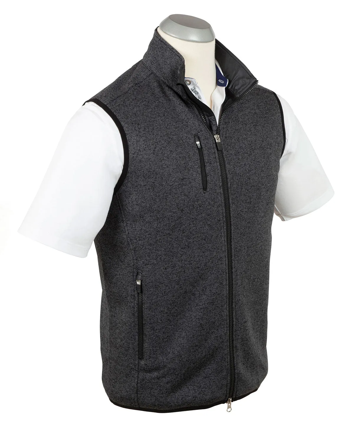 Performance Heathered Full Zip Fleece Vest