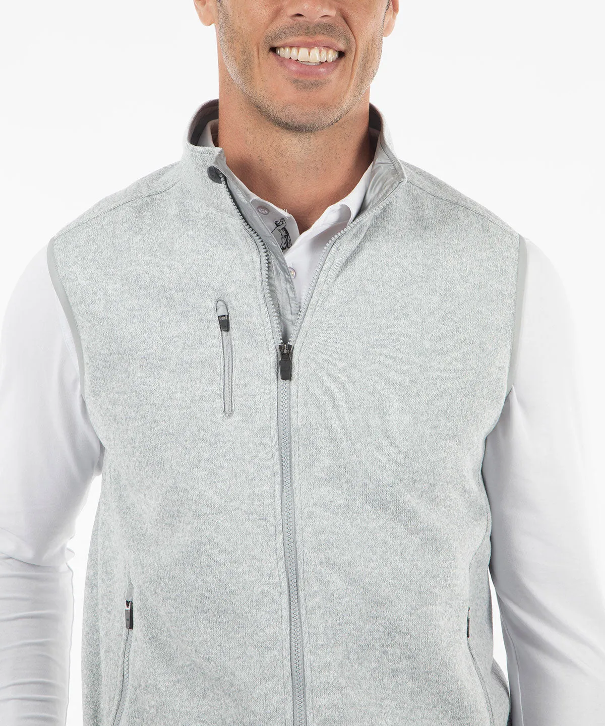 Performance Heathered Full Zip Fleece Vest