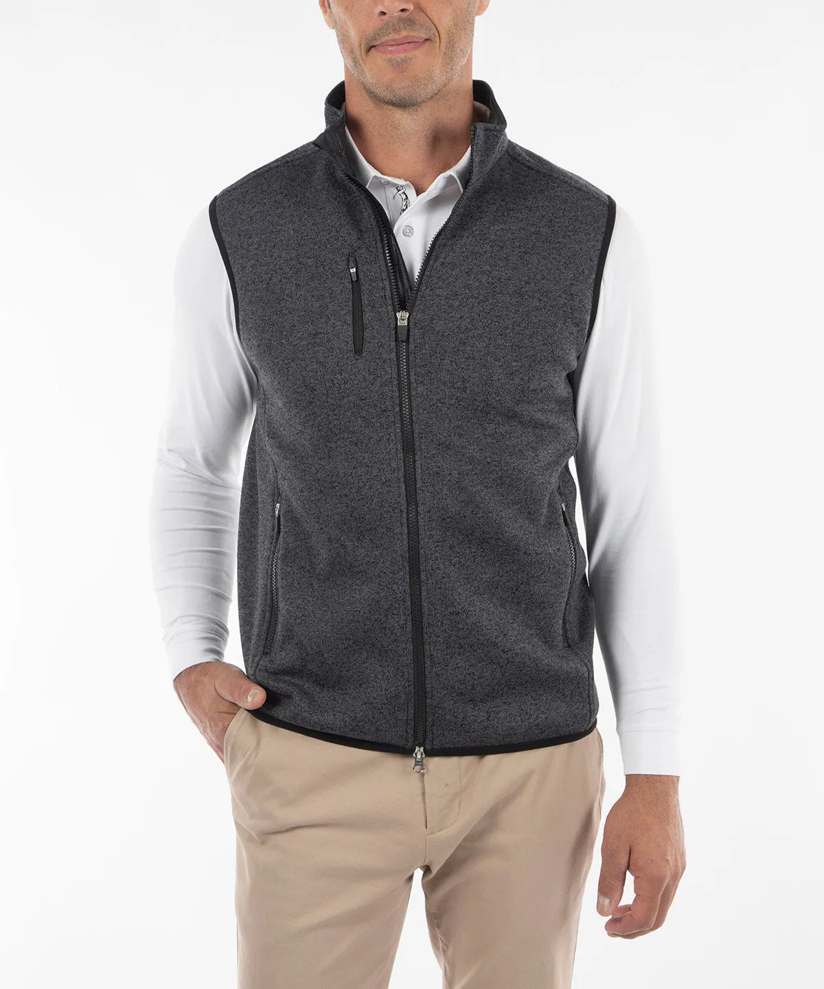 Performance Heathered Full Zip Fleece Vest