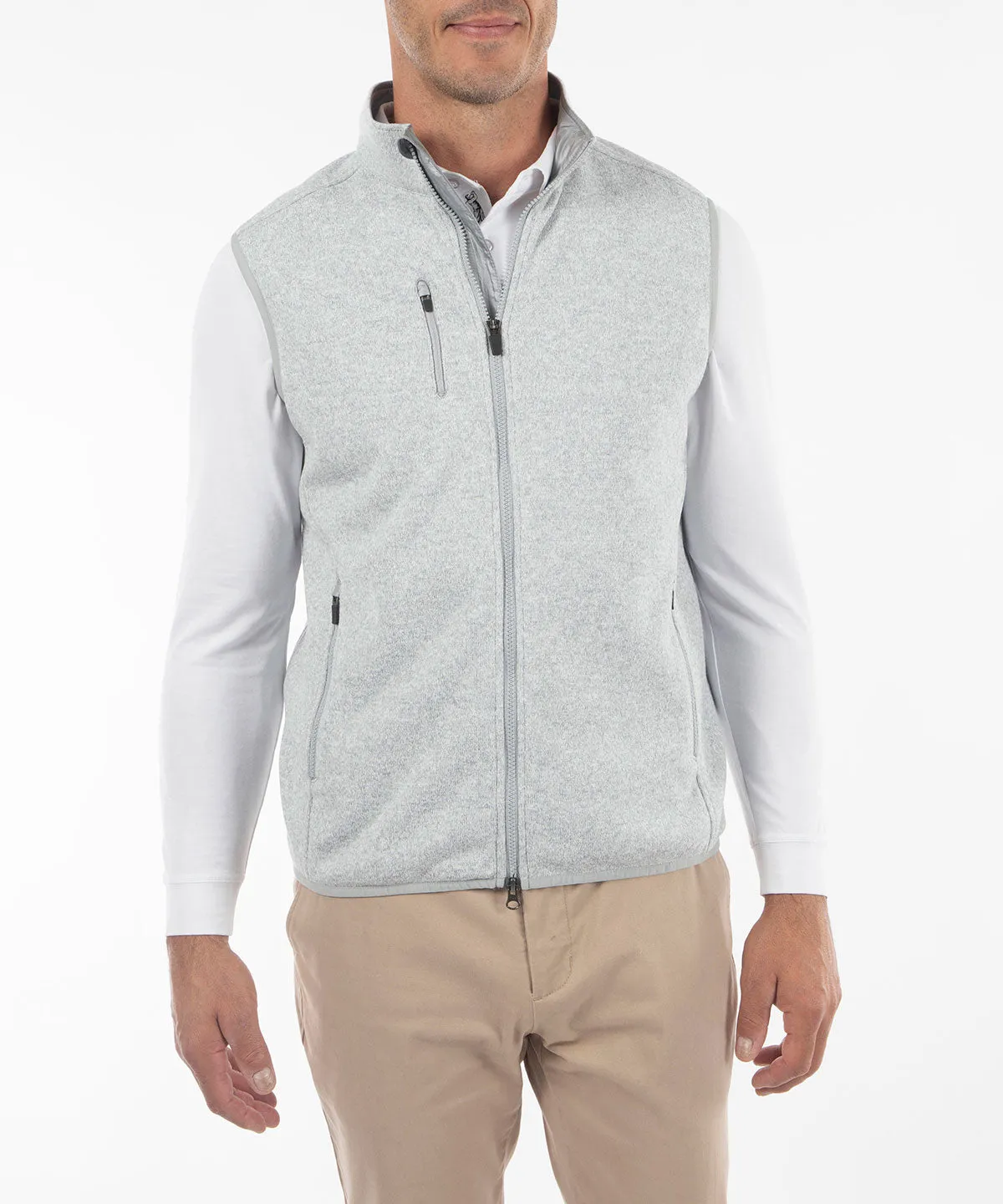 Performance Heathered Full Zip Fleece Vest