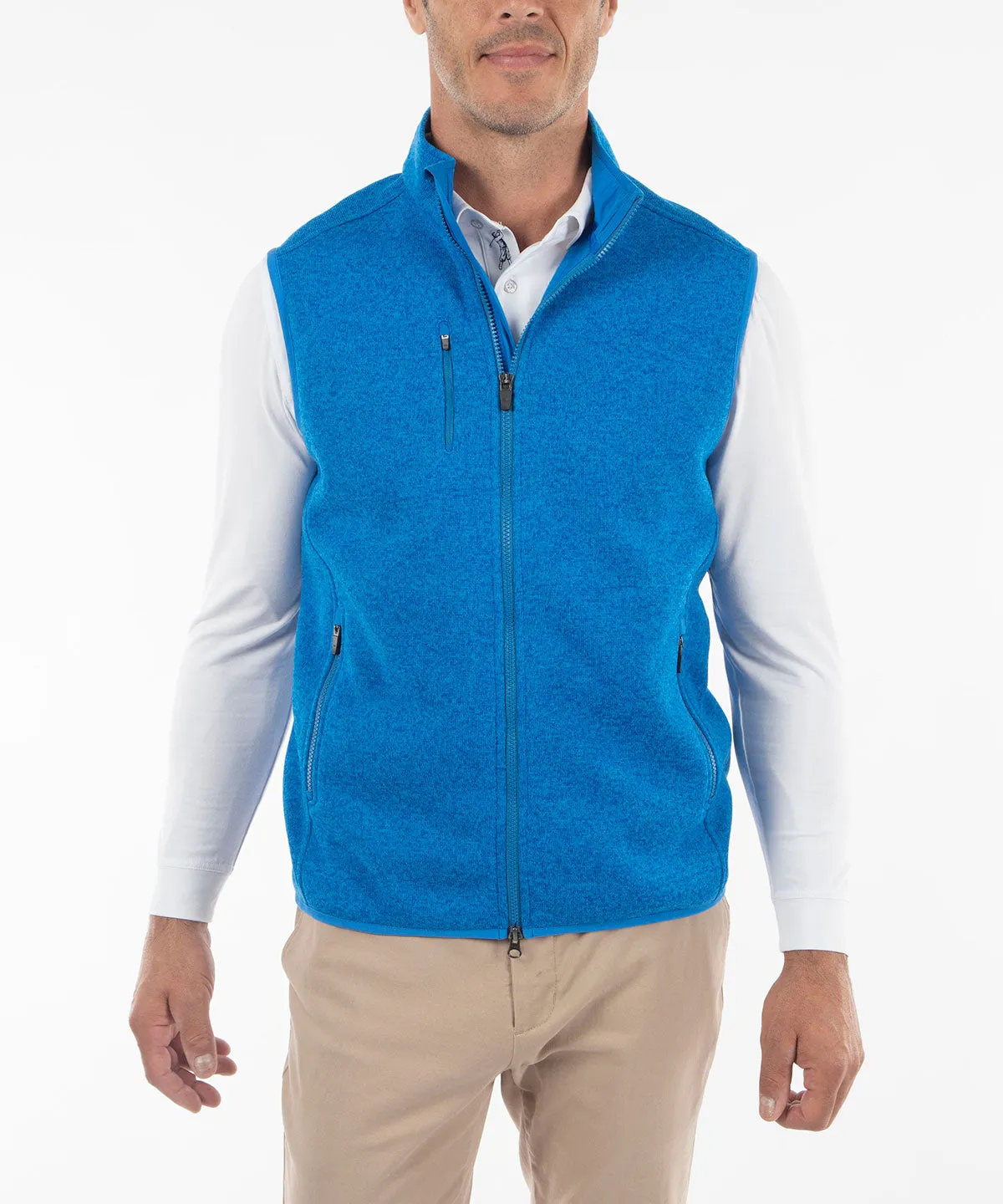 Performance Heathered Full Zip Fleece Vest