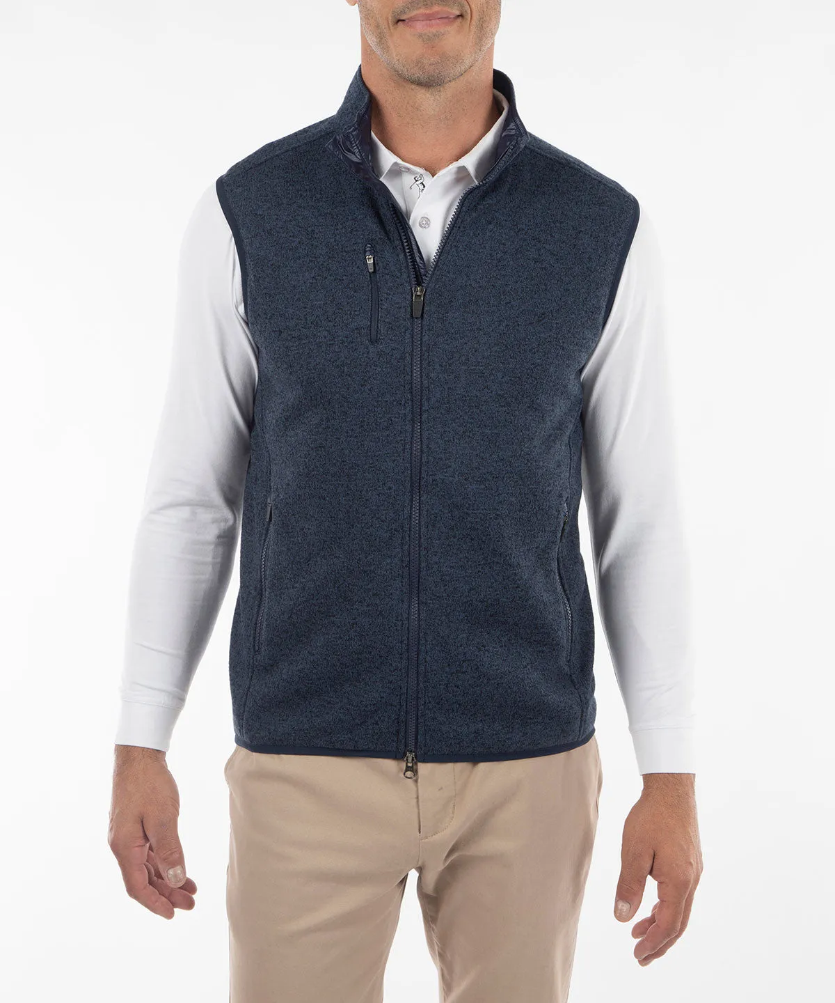 Performance Heathered Full Zip Fleece Vest