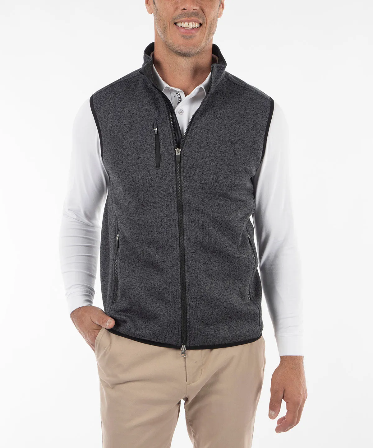 Performance Heathered Full Zip Fleece Vest