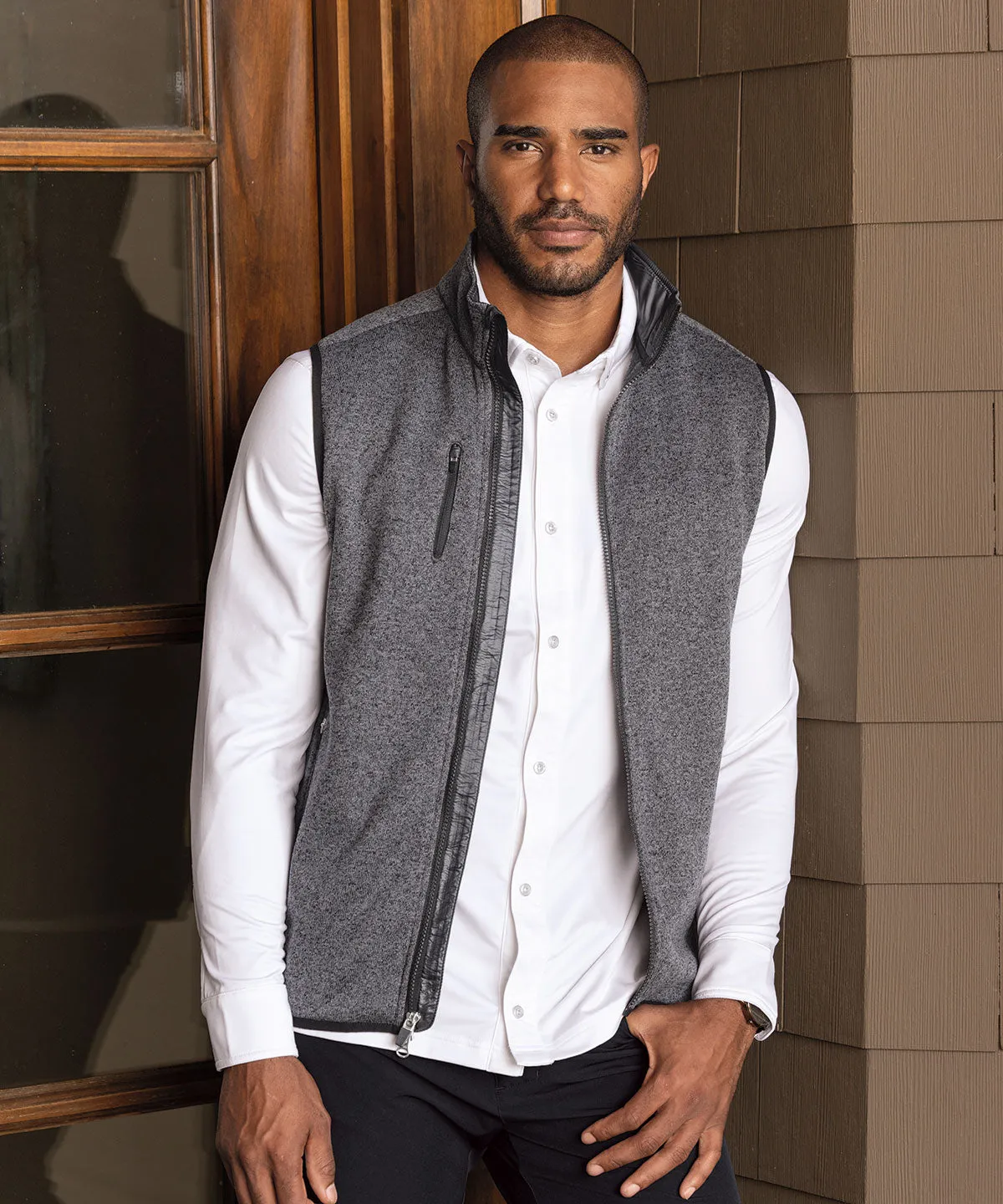 Performance Heathered Full Zip Fleece Vest