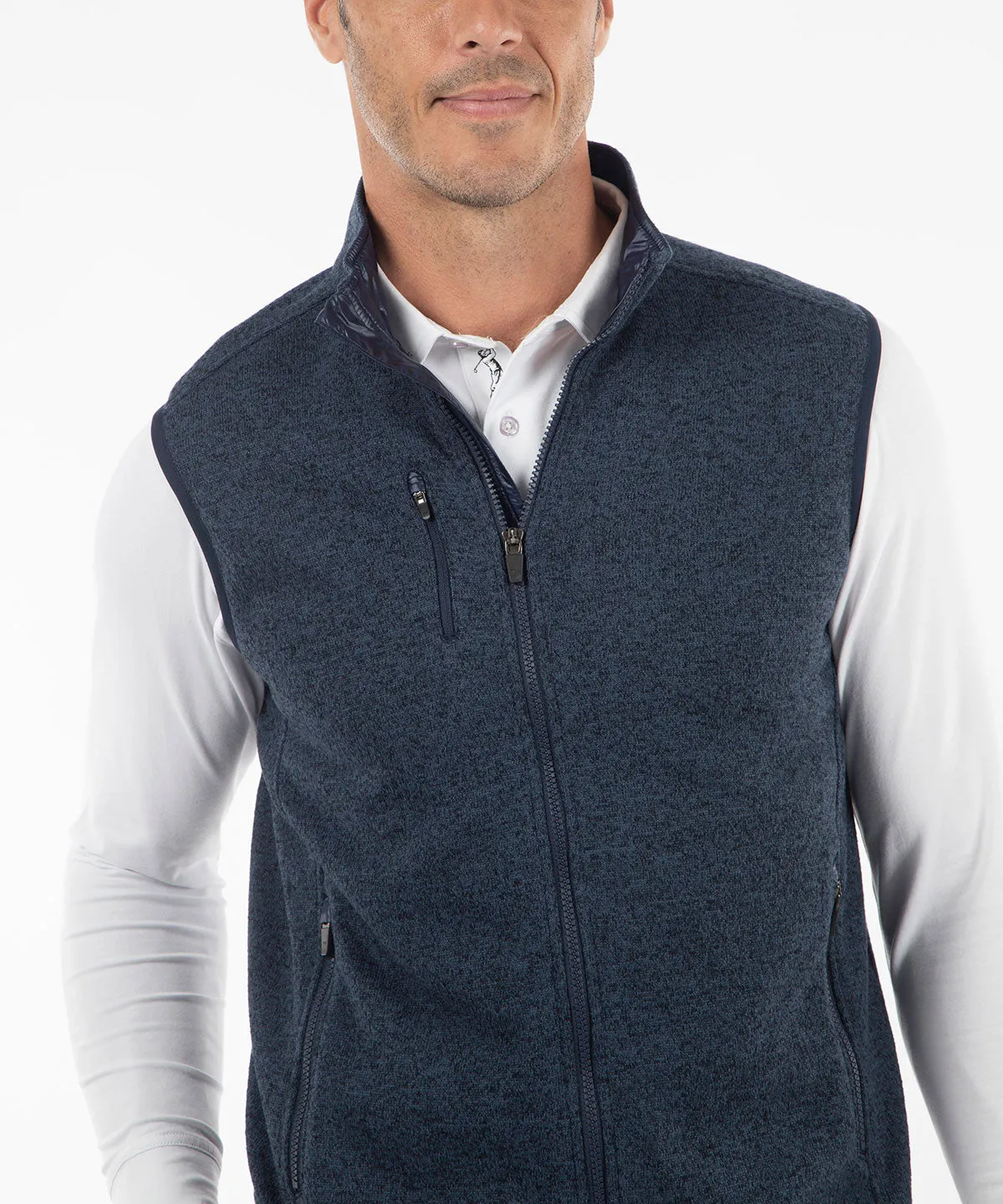 Performance Heathered Full Zip Fleece Vest