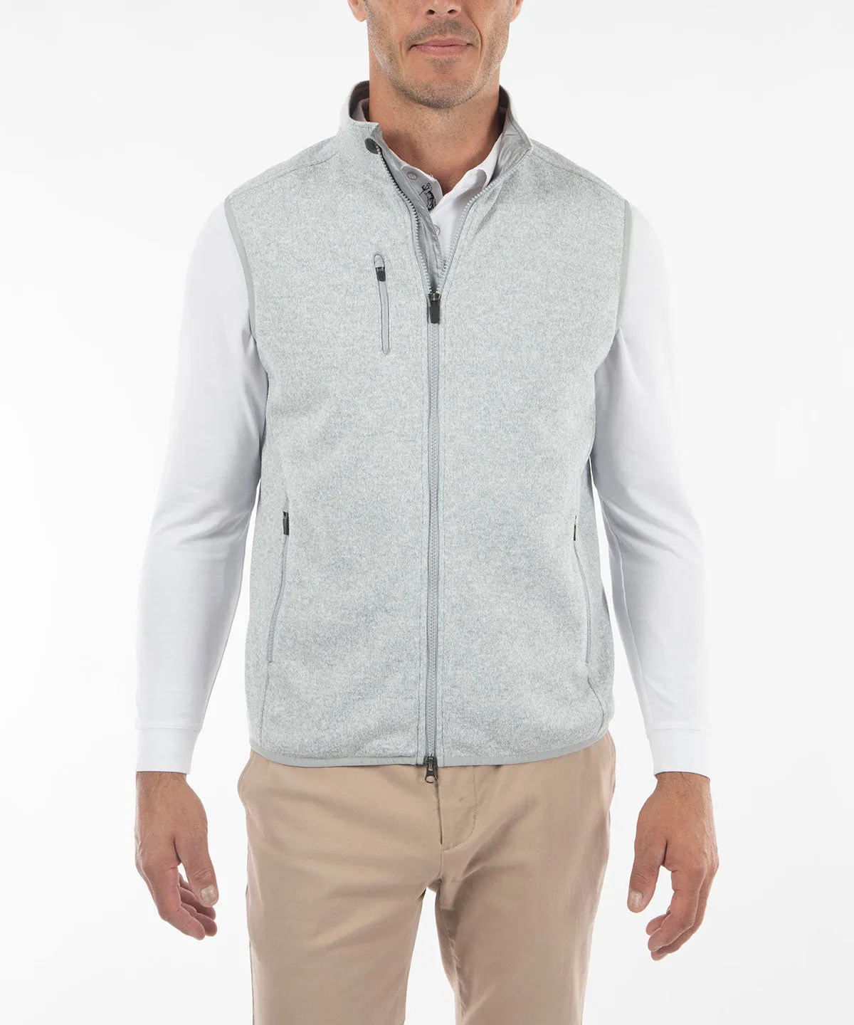 Performance Heathered Full Zip Fleece Vest