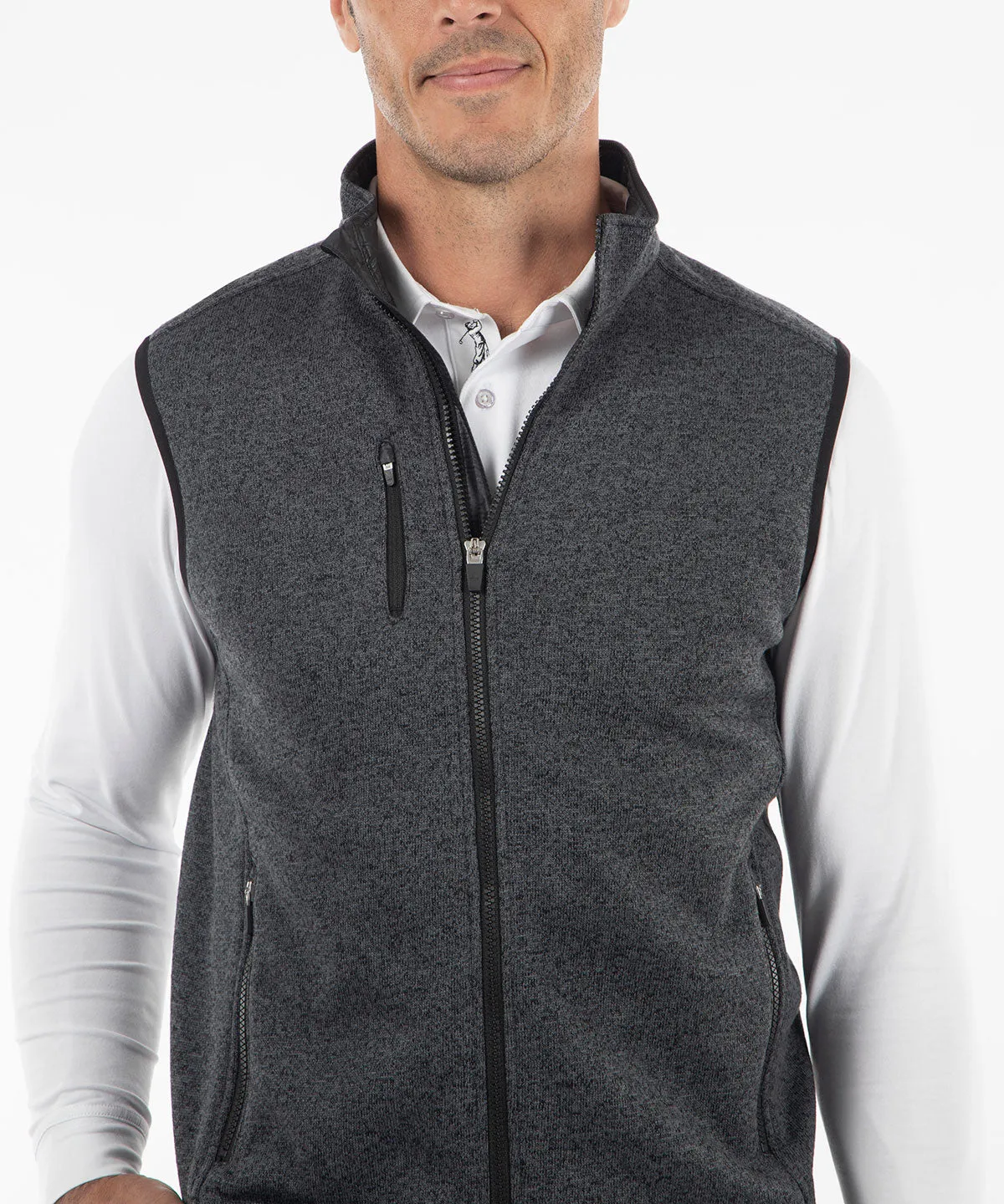 Performance Heathered Full Zip Fleece Vest