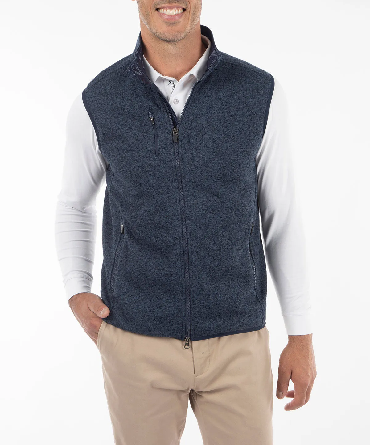 Performance Heathered Full Zip Fleece Vest