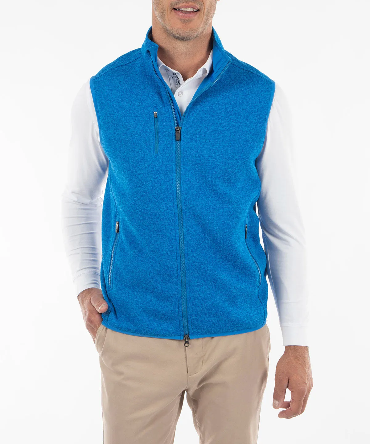 Performance Heathered Full Zip Fleece Vest