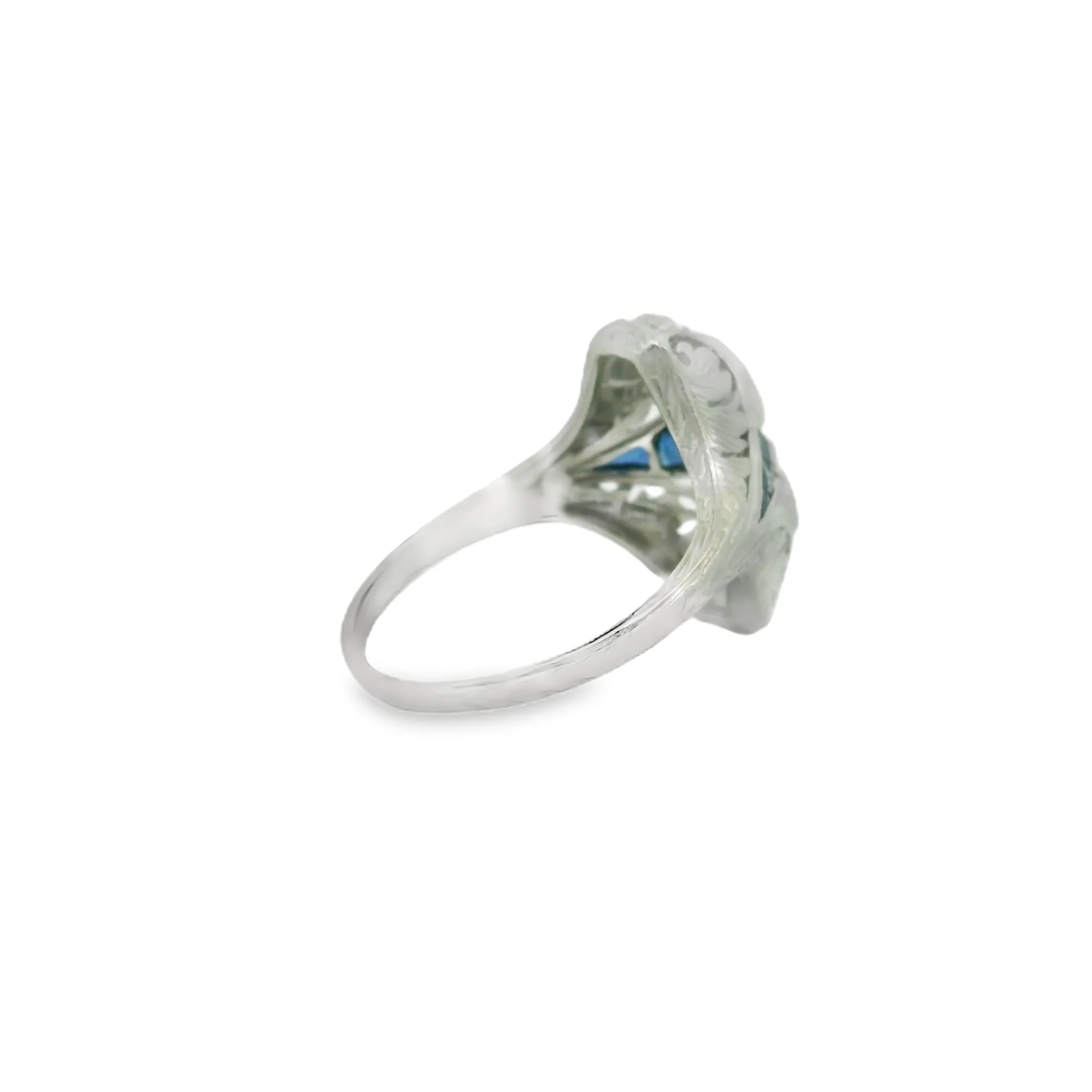 Platinum Diamond & Sapphire Art Deco Ring