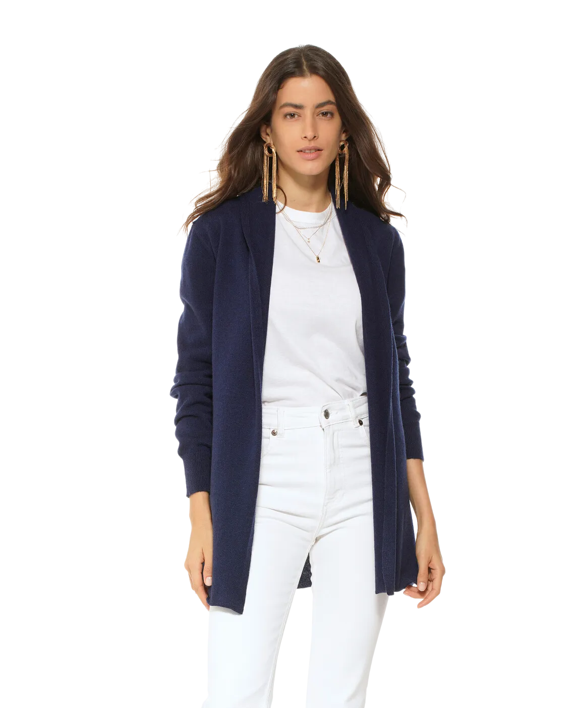 Pure Cashmere Open Front Cardigan Night Blue