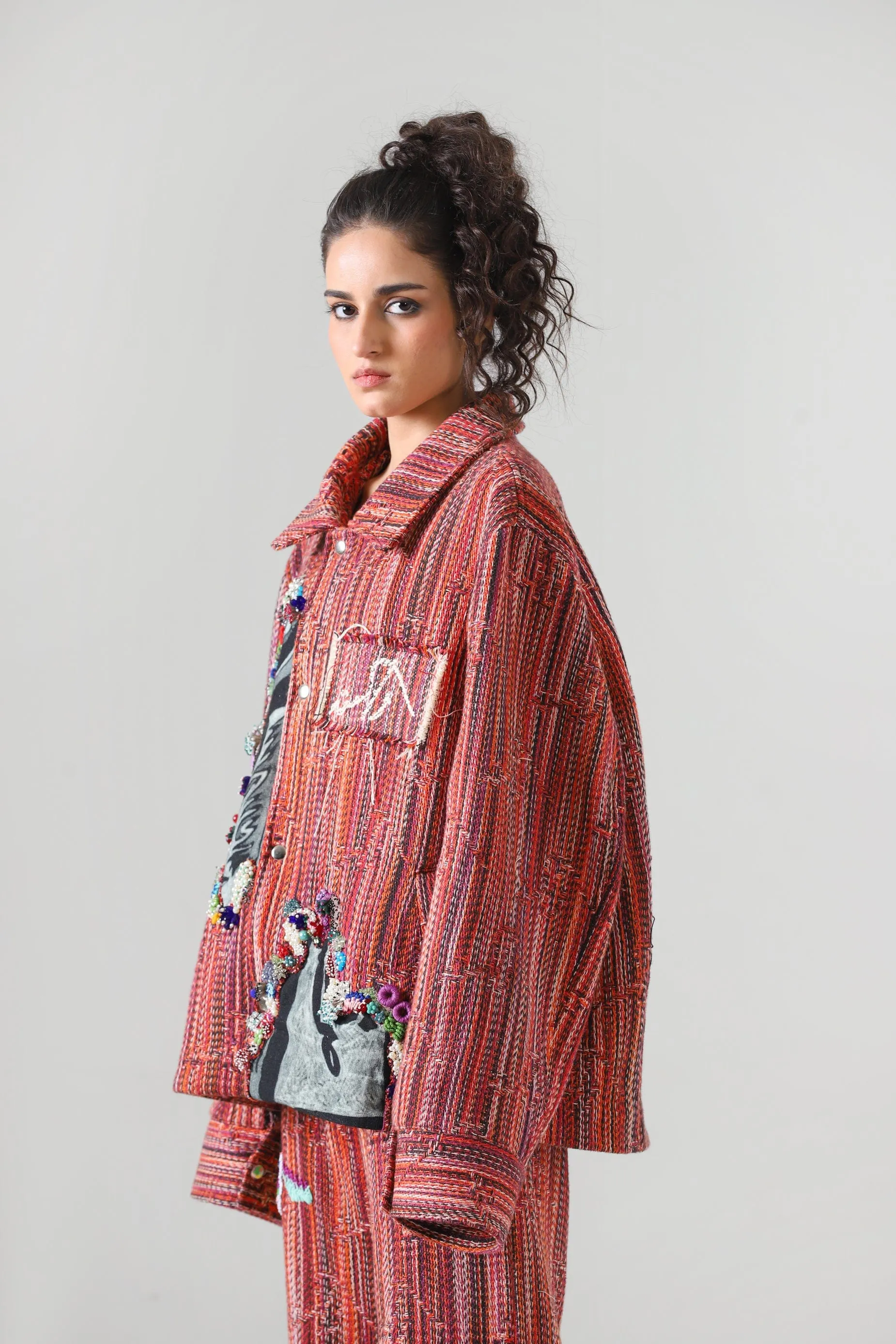 "SADEQUAIN" JAQUARD EMBROIDERY JACKET