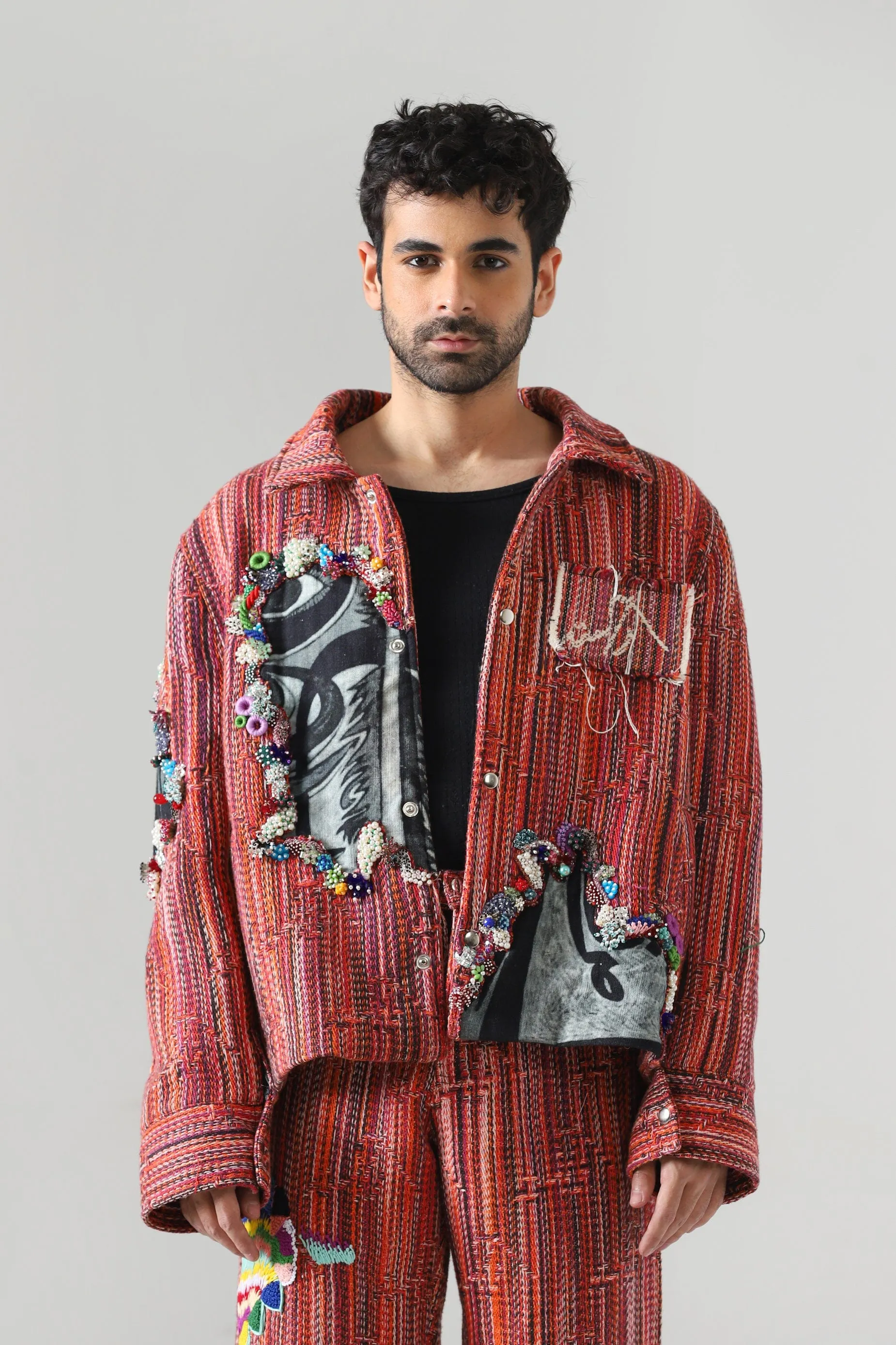 "SADEQUAIN" JAQUARD EMBROIDERY JACKET