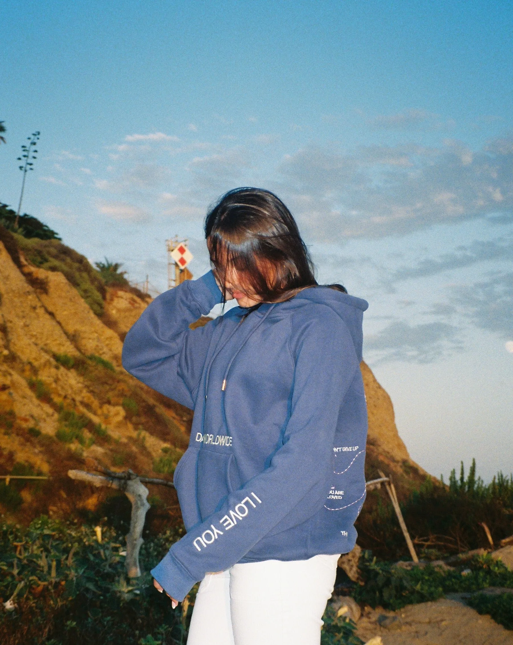 "Words of Affirmation" Oversized Lux Hoodie in Blue