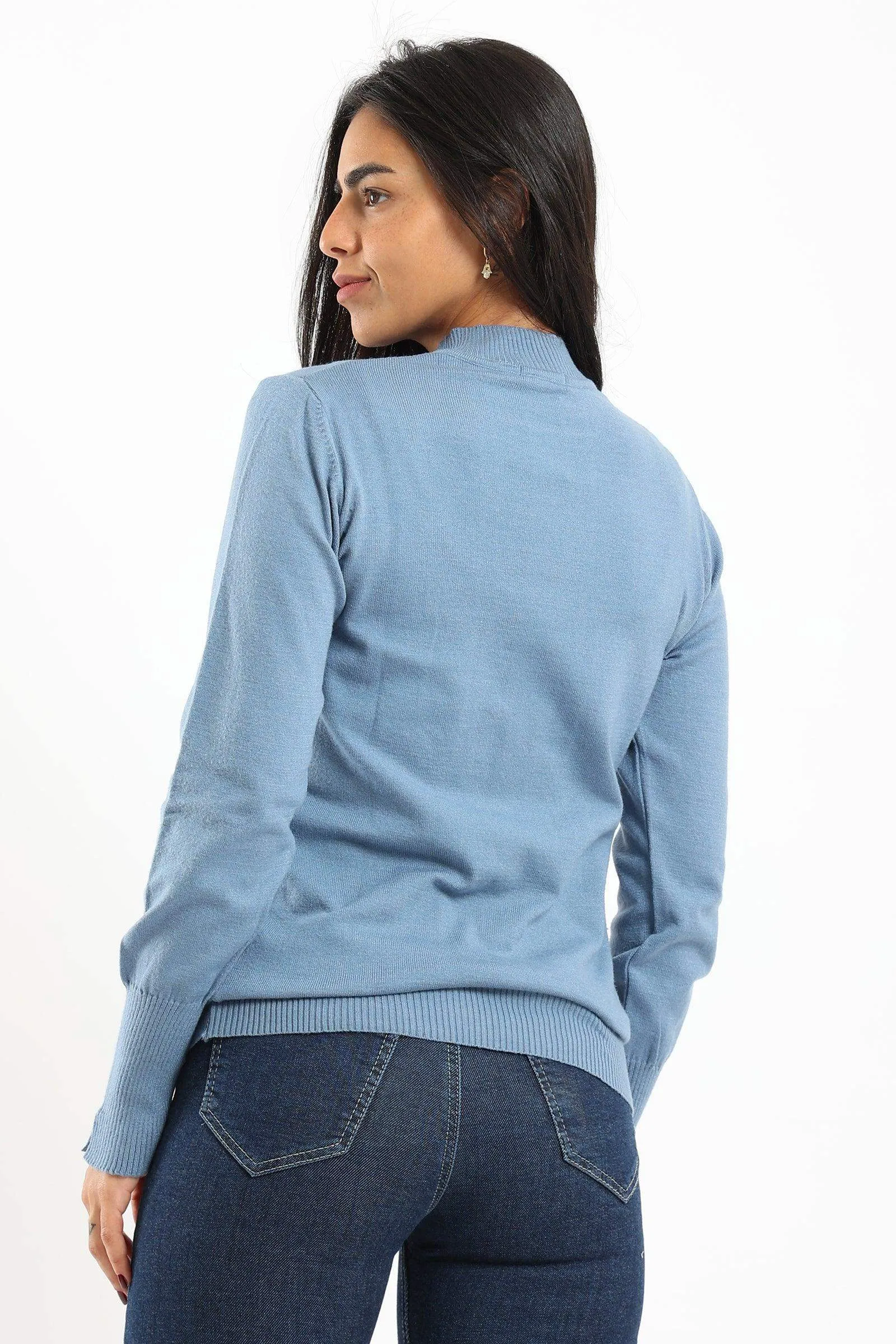 Ribbed Hem Plain Pullover