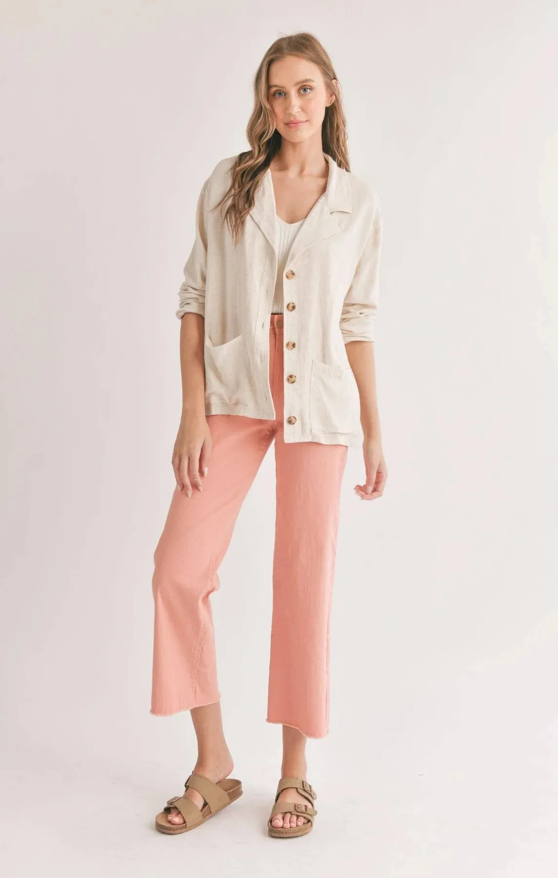 Sadie And Sage La Luna Linen Blend Jacket With Pockets