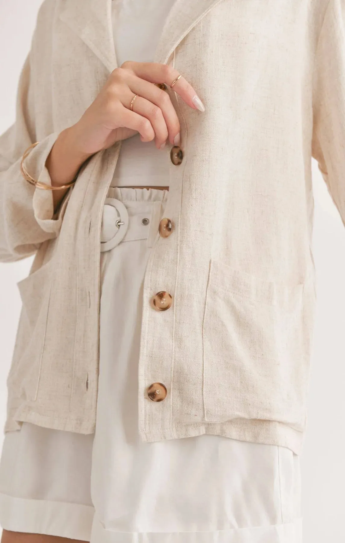 Sadie And Sage La Luna Linen Blend Jacket With Pockets