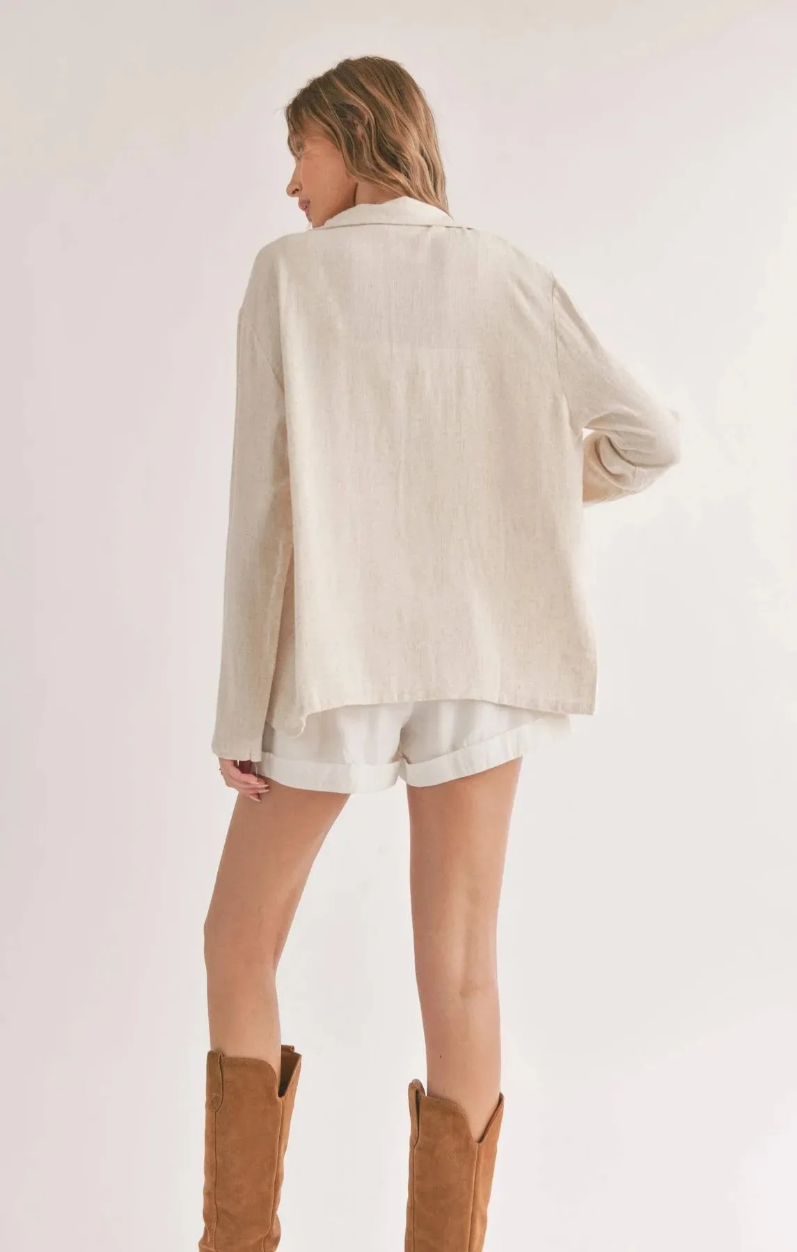 Sadie And Sage La Luna Linen Blend Jacket With Pockets