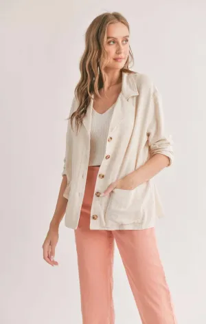 Sadie And Sage La Luna Linen Blend Jacket With Pockets