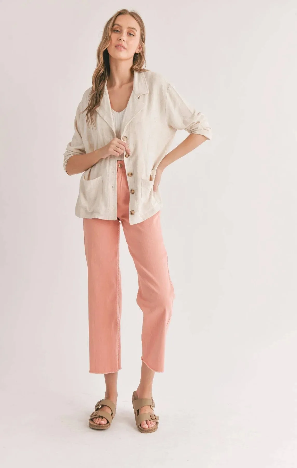 Sadie And Sage La Luna Linen Blend Jacket With Pockets