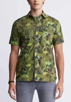 Sayool Men’s Short-Sleeve Printed Shirt in Sphagnum Green - BM24282