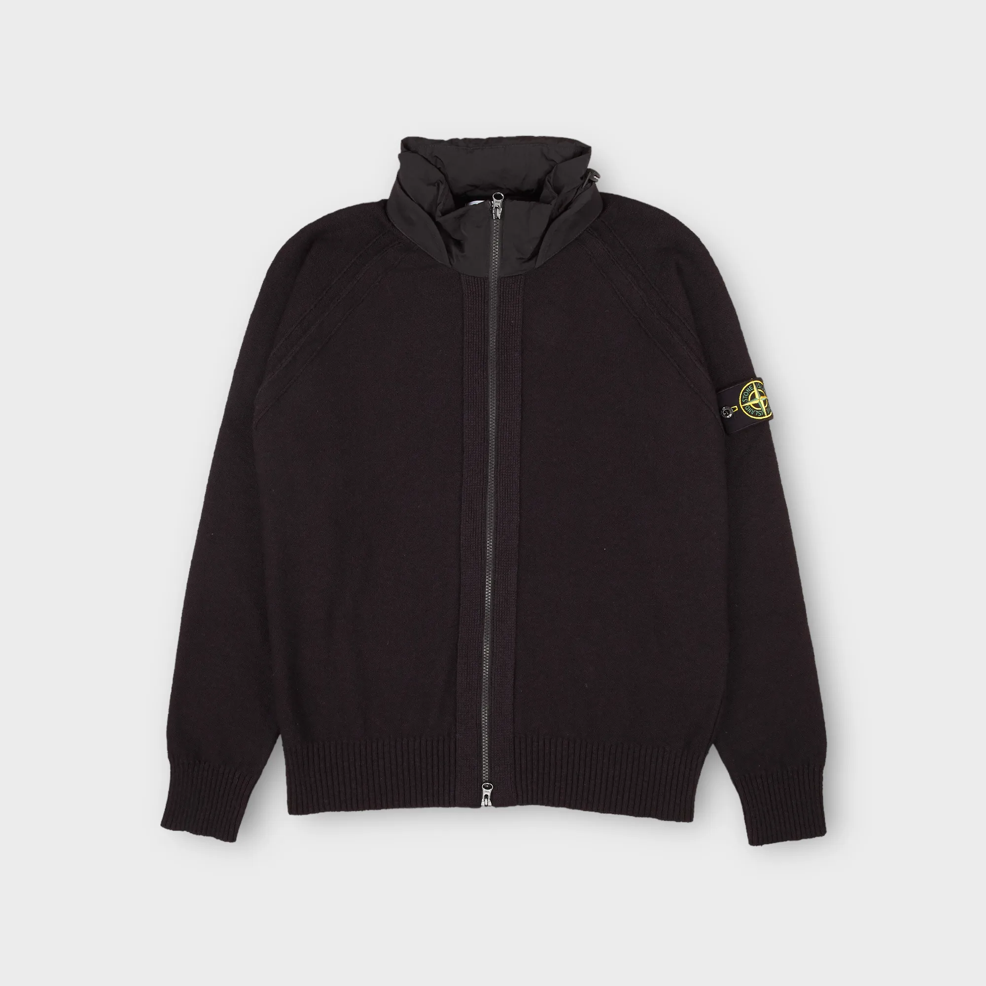 Stone Island 503B0 Mixed Knit Black Hooded Sweater