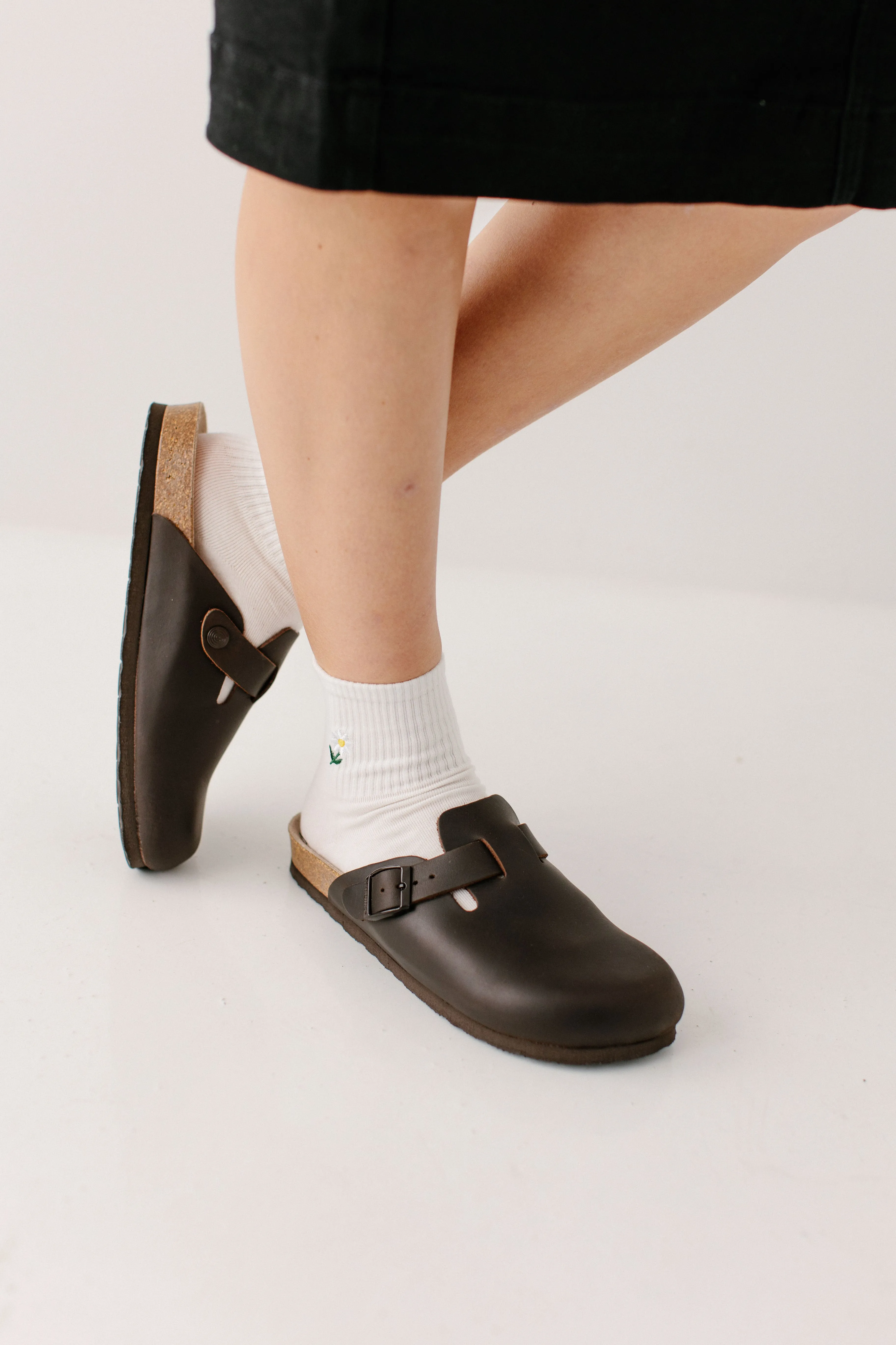 'Tacoma' Leather Boston Clogs in Deep Brown