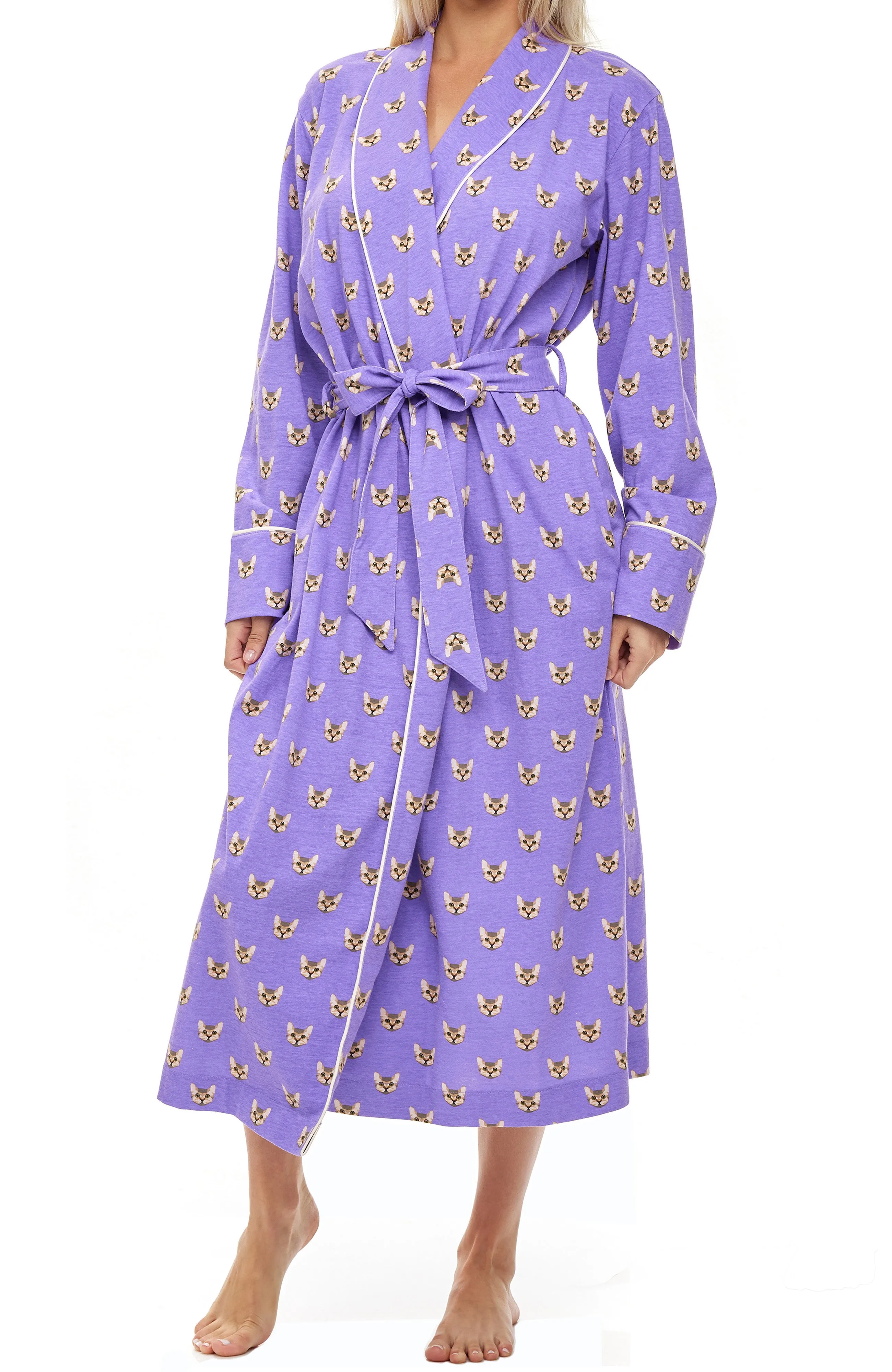 Womens Long Knit Robe with Pockets