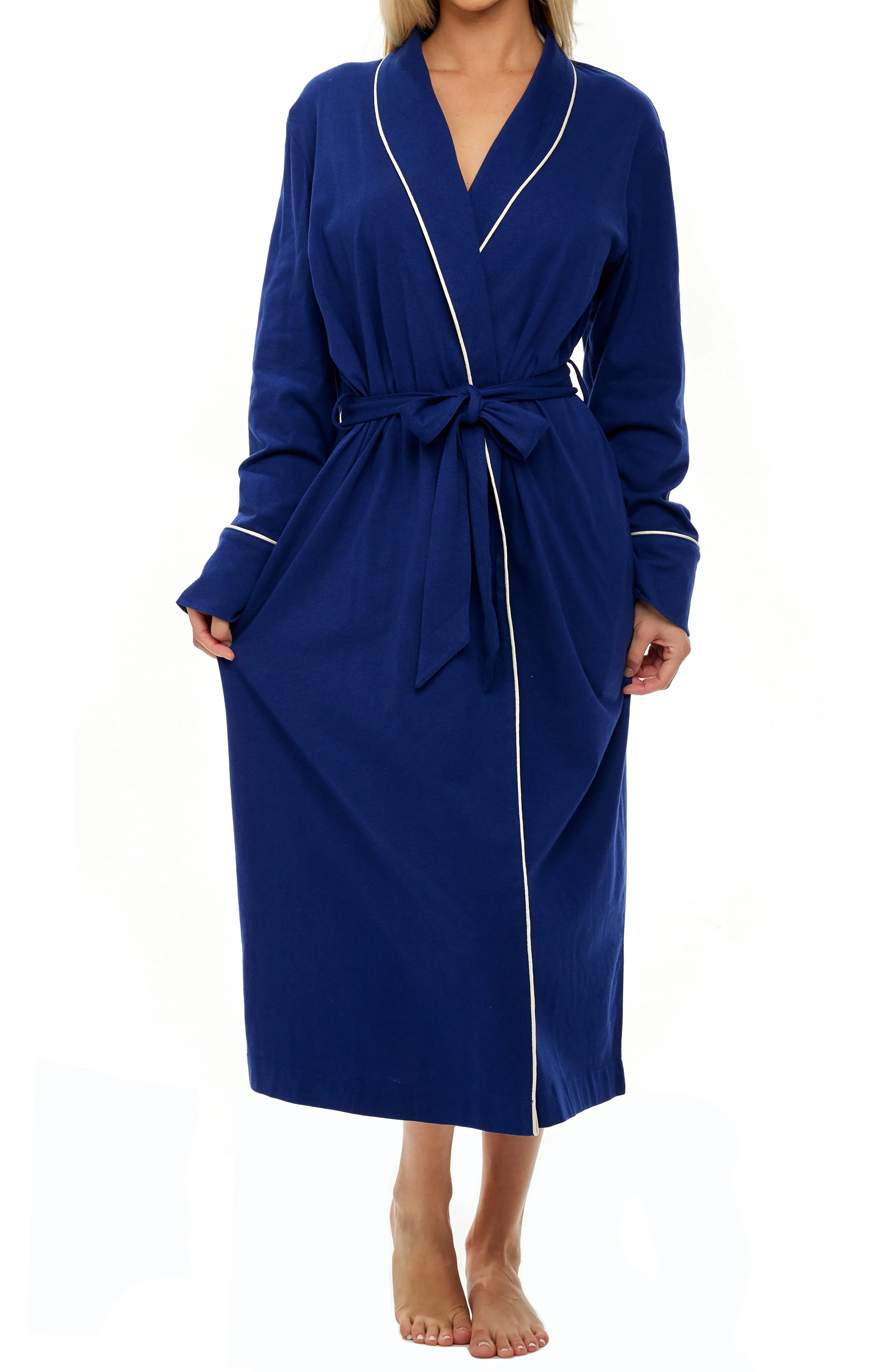 Womens Long Knit Robe with Pockets