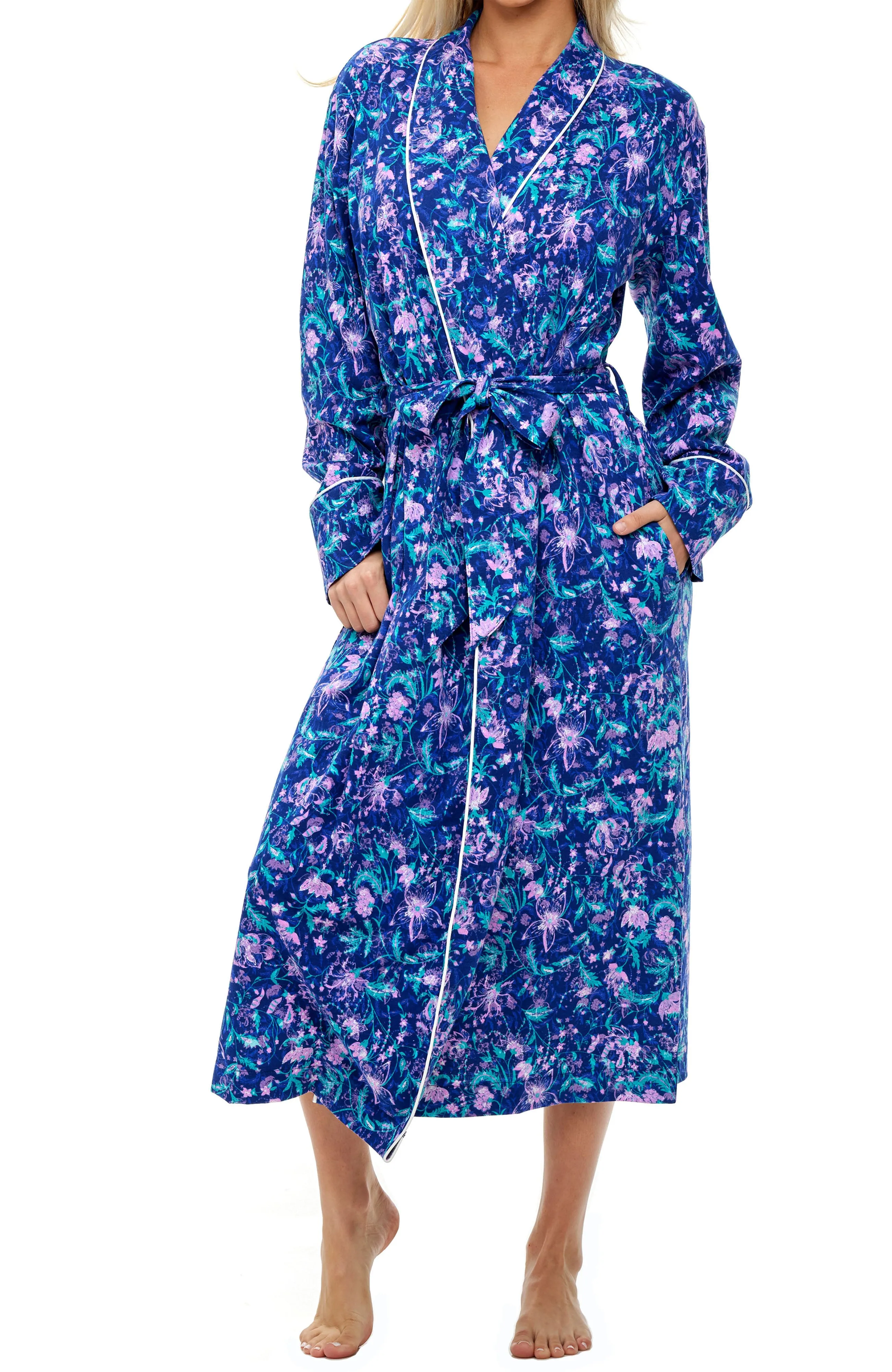 Womens Long Knit Robe with Pockets