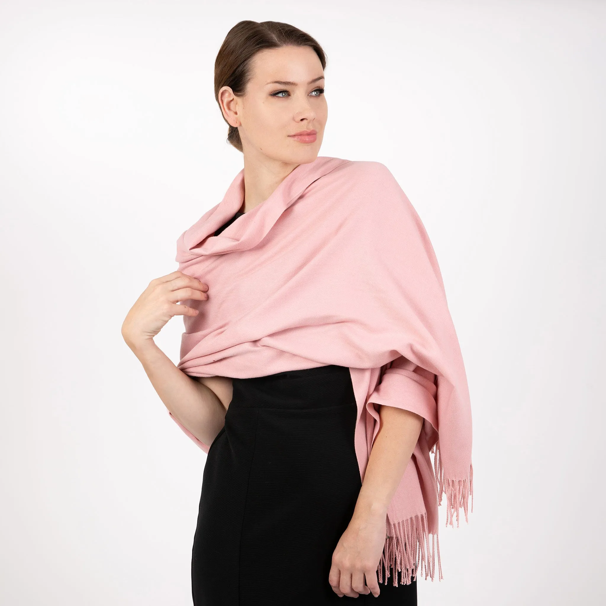 Women's Plain Pashmina Shawl with Tassels