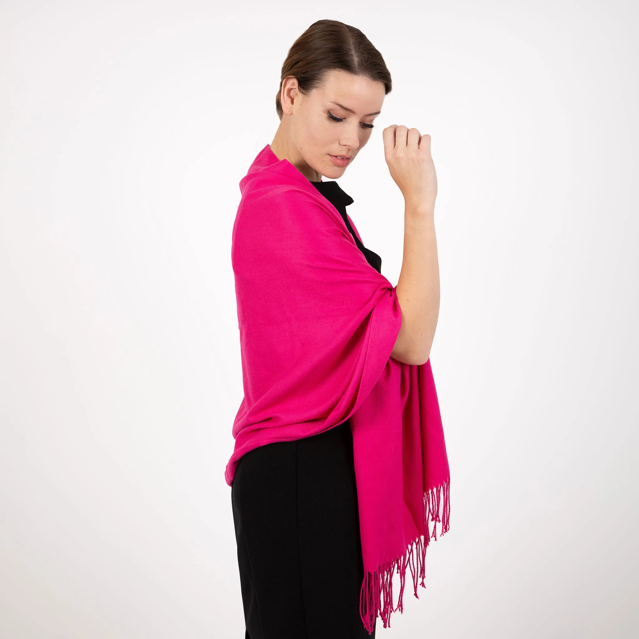 Women's Plain Pashmina Shawl with Tassels