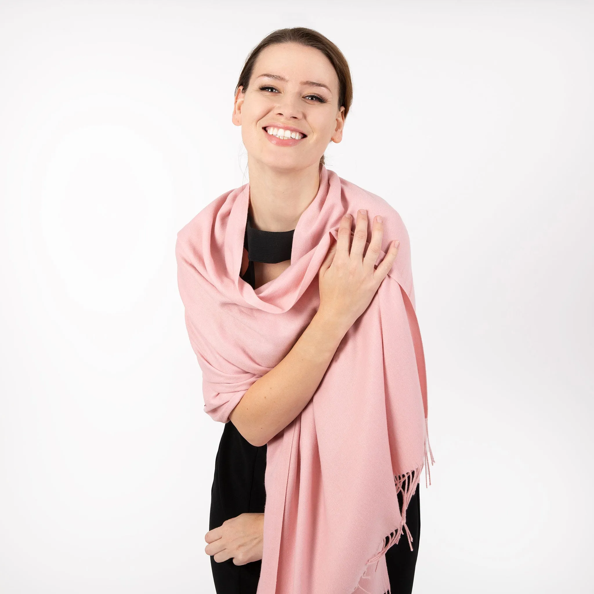 Women's Plain Pashmina Shawl with Tassels