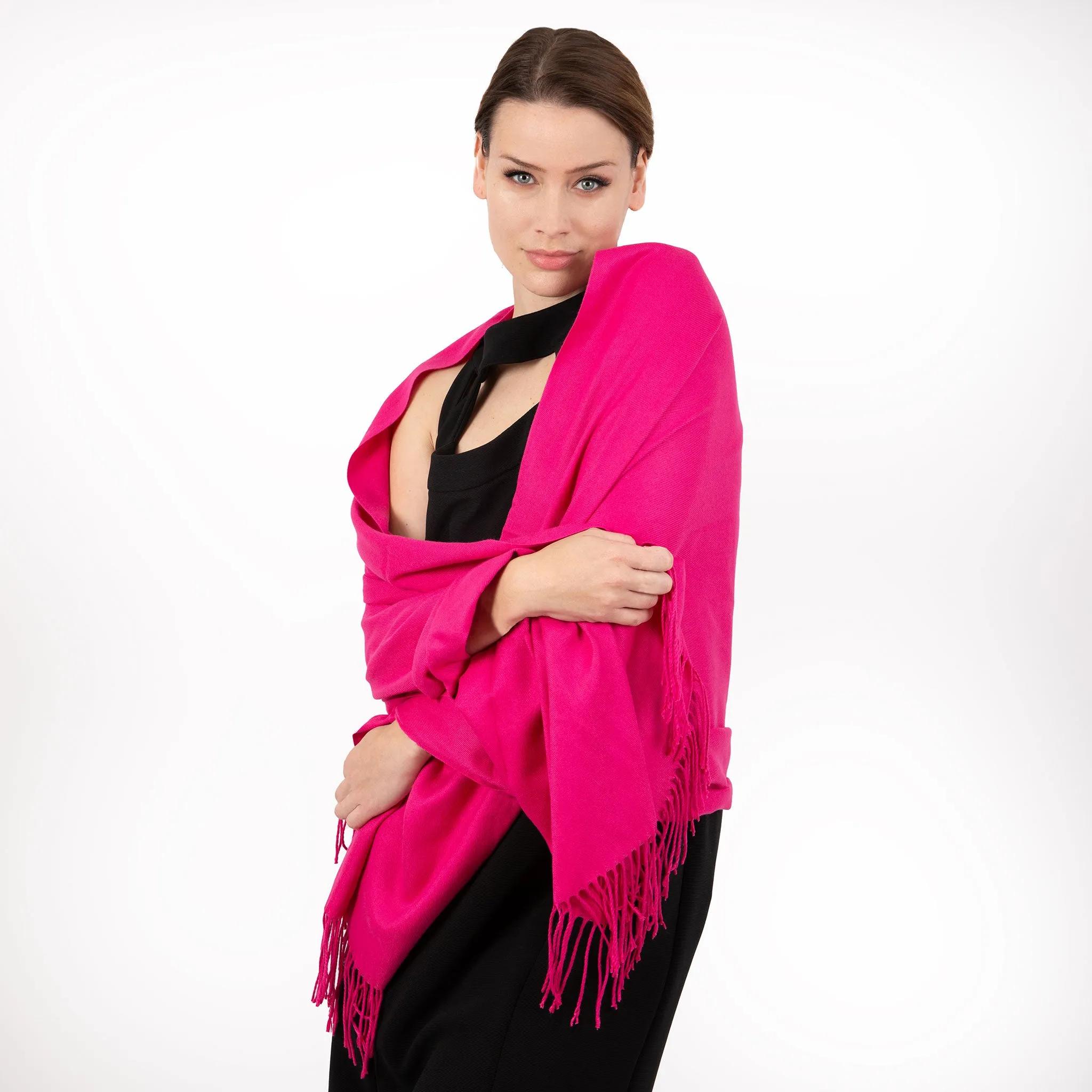 Women's Plain Pashmina Shawl with Tassels