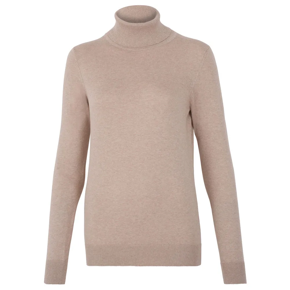 Womens Ultra Fine Cotton Roll Neck Long Sleeve Jumper